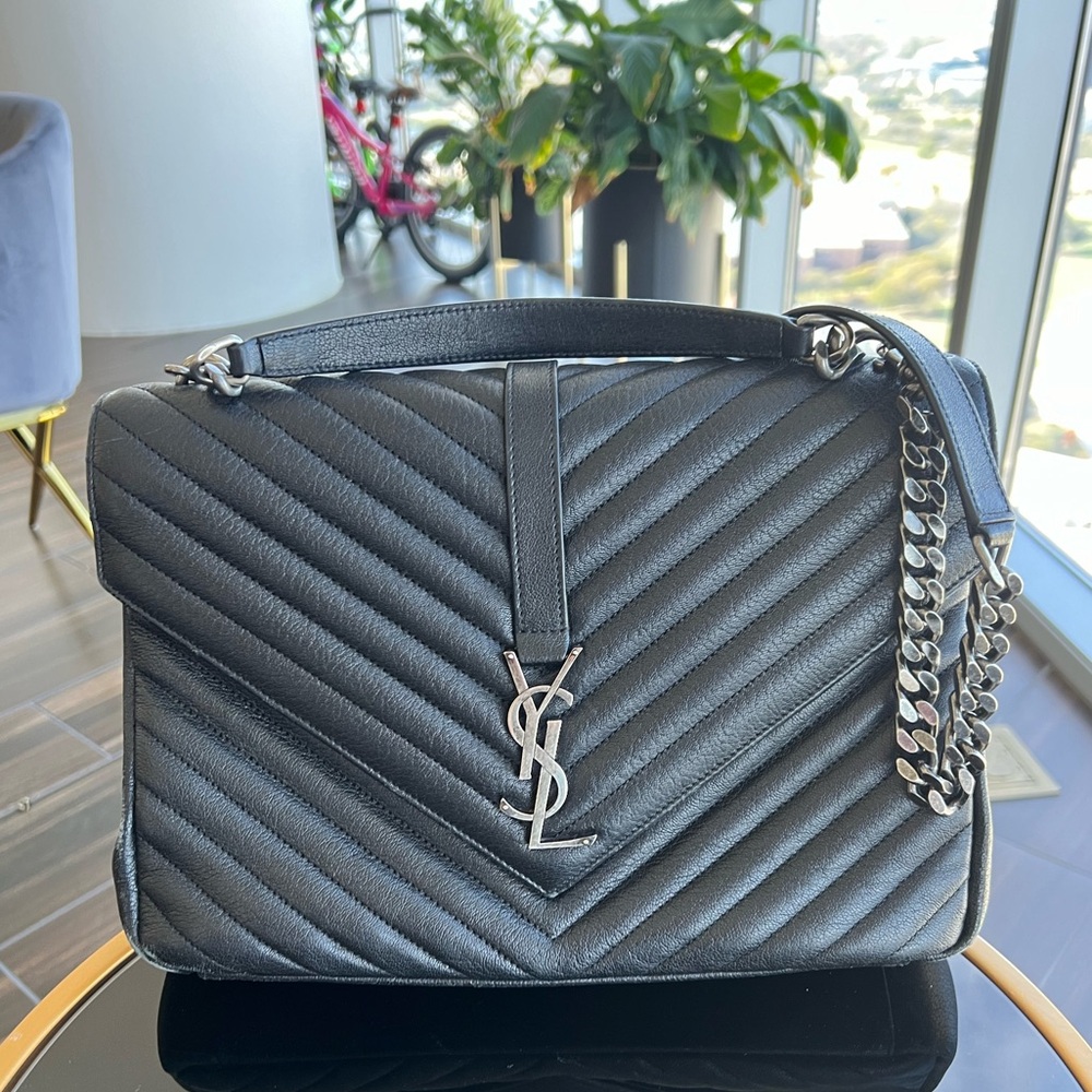 YSL Bag | YSL College Medium Flap | black medium leather bag
